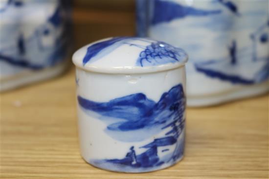 A pair of Chinese blue and white tea caddies height 19.5cm